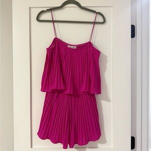She + Sky Fuchsia Pleated Romper